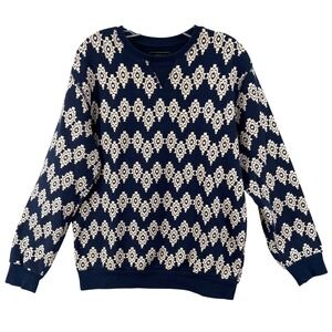 21‎ Men Sweater Mens Sz M Aztec Pattern Crew Neck Pullover Blue